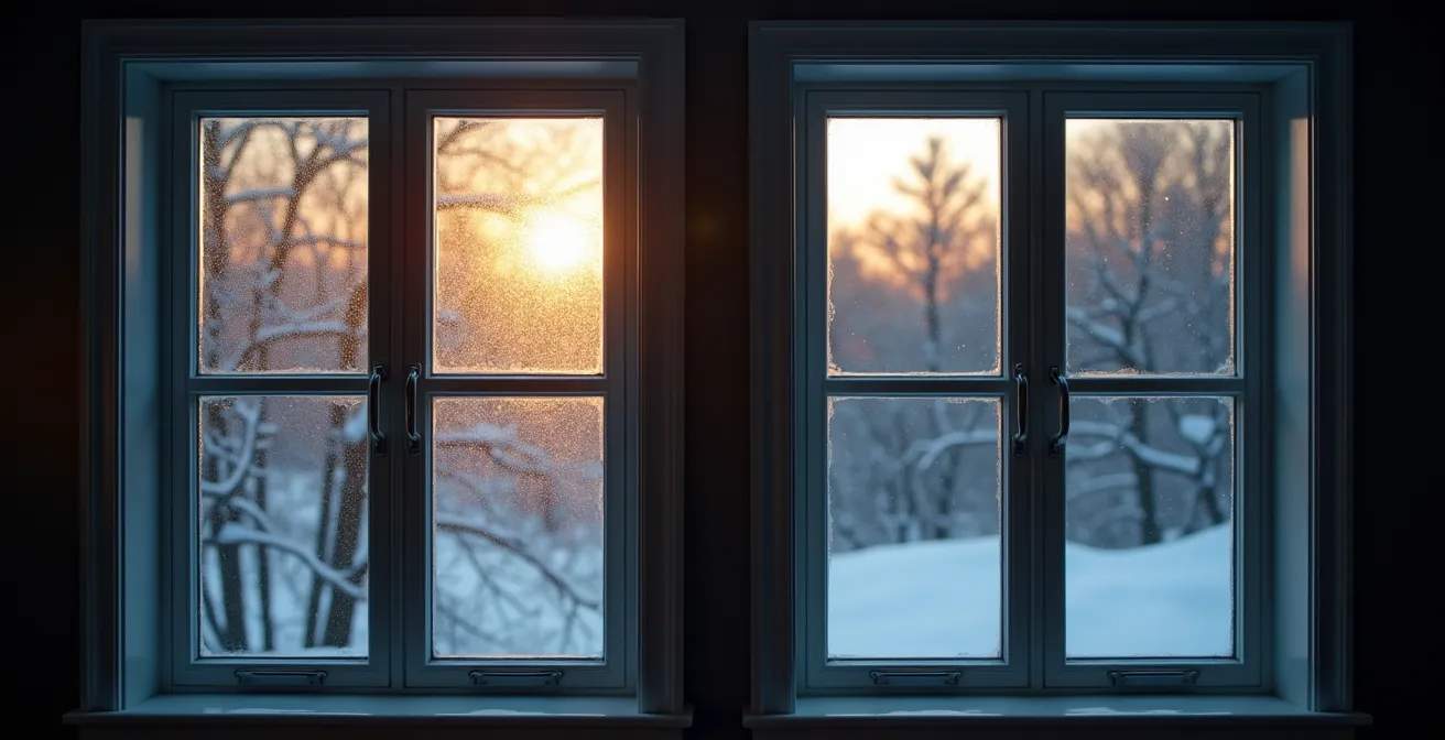 Vue comparative montrant les pertes de chaleur entre fenêtres anciennes et nouvelles avec imagerie thermique
