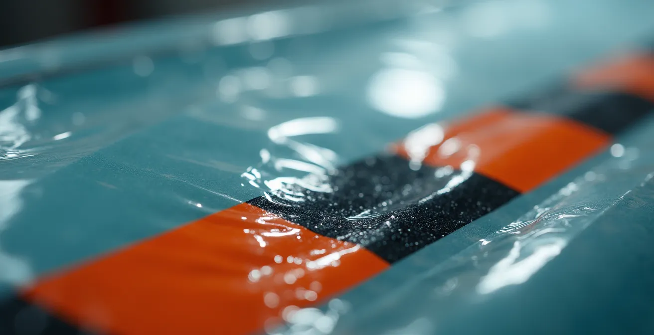 Zone de confinement étanche pour décontamination d'amiante sur chantier résidentiel