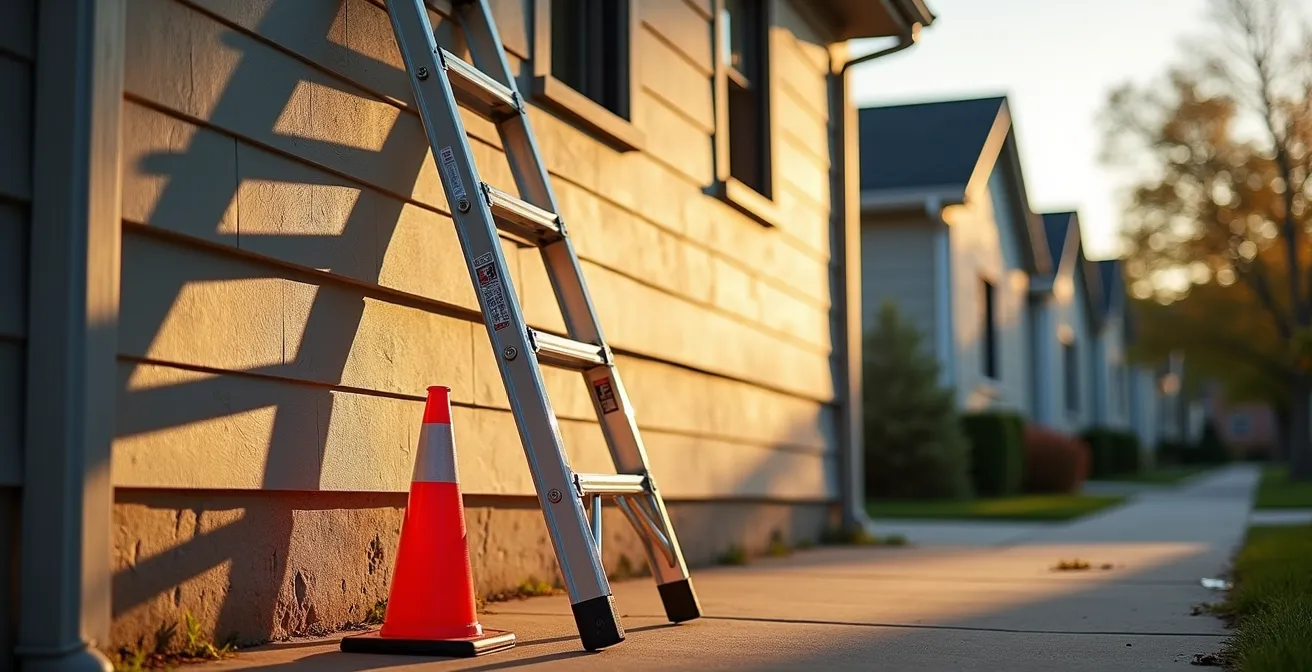 Démonstration de l'angle sécuritaire de 75 degrés pour une échelle avec technique des trois points de contact