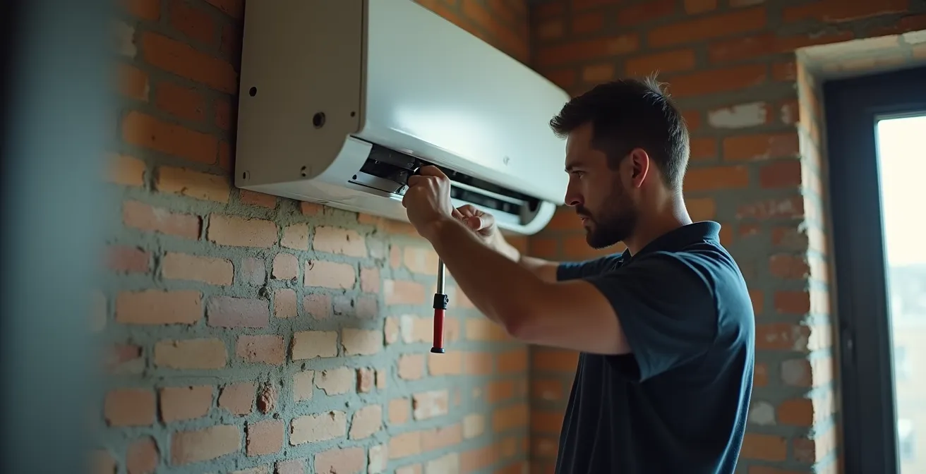 Installation d'une thermopompe murale dans un logement de triplex en rénovation