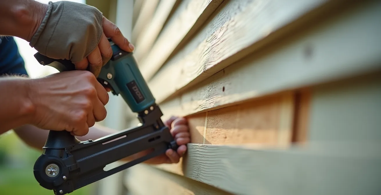 Gros plan sur la technique de clouage lâche pour installation de vinyle