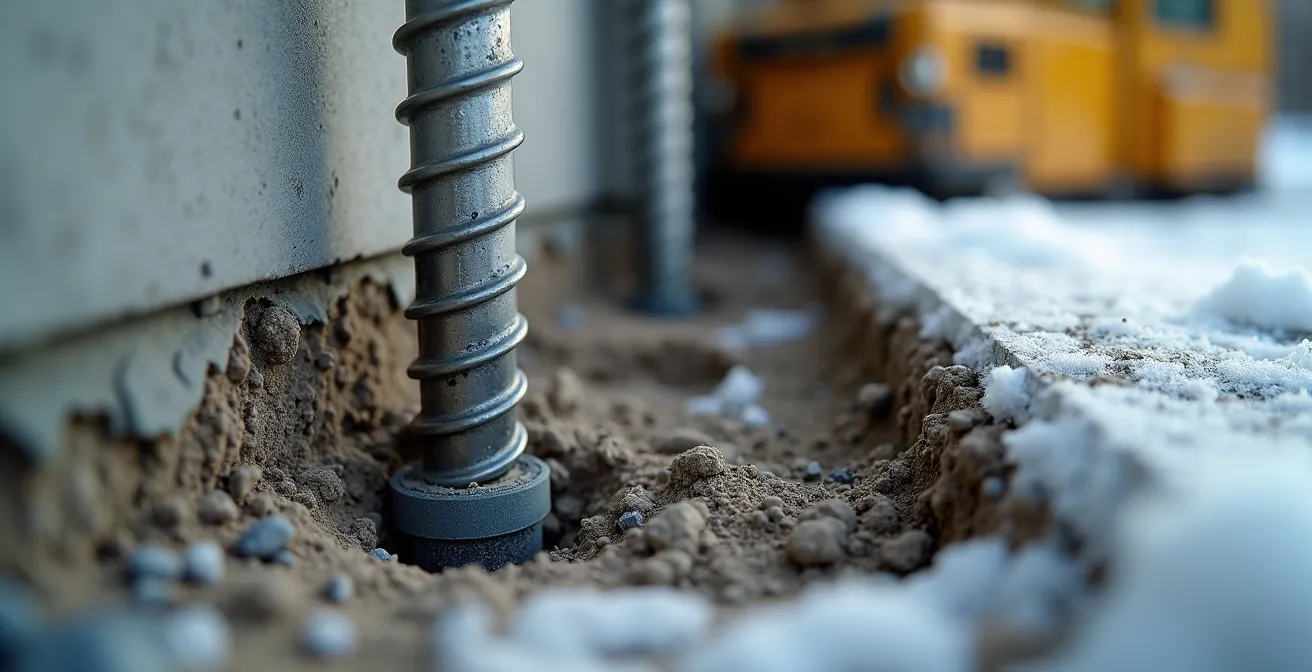 Installation de micropieux sous une fondation existante pour supporter l'ajout d'un étage