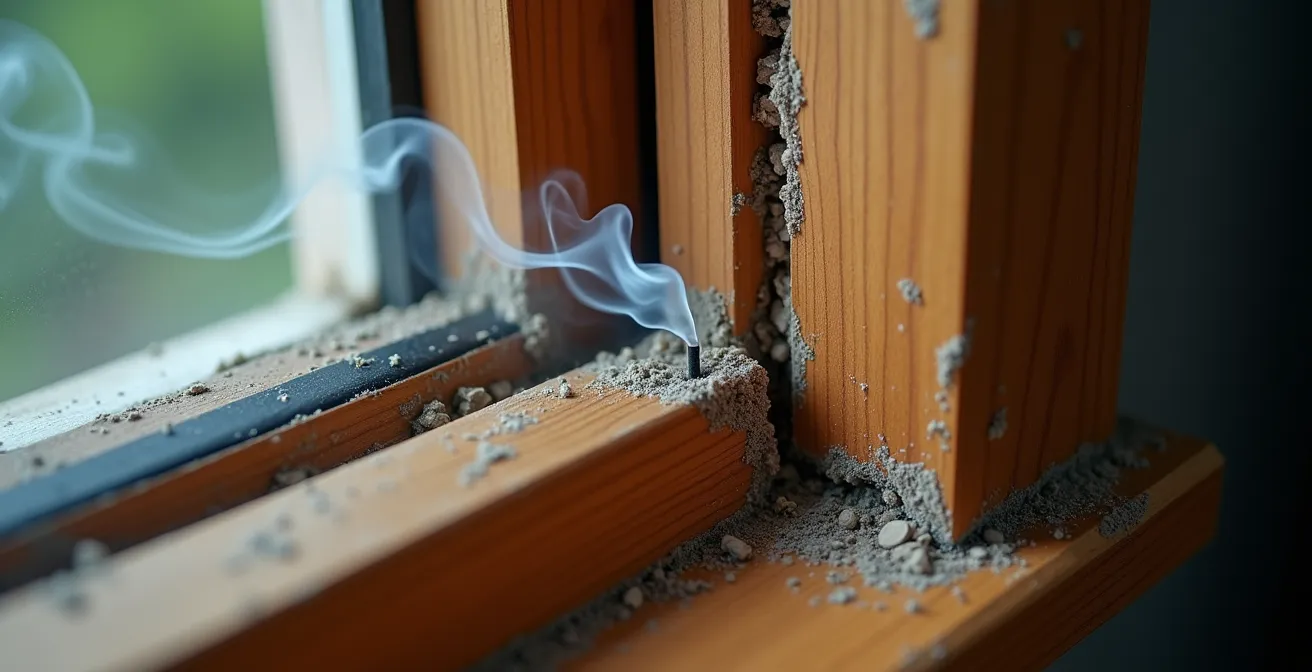 Détection des fuites d'air avec fumée d'encens autour des zones critiques d'une maison